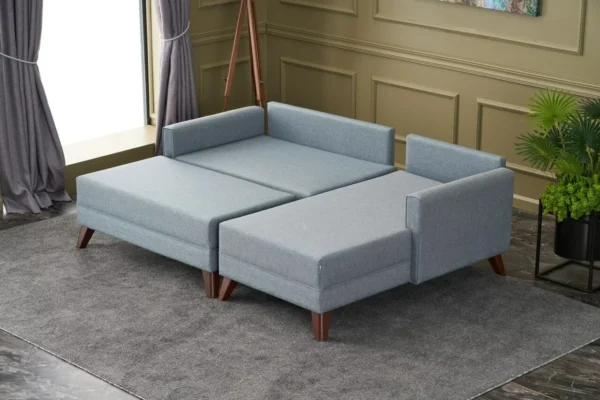 Coltar extensibil pe stanga, 205x140x85 cm, lemn, maro