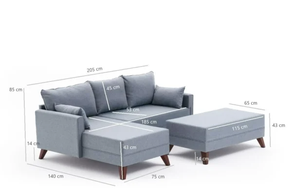 Coltar extensibil pe stanga, 205x140x85 cm, lemn, maro