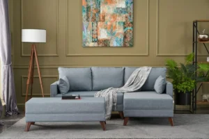 Coltar extensibil pe stanga, 205x140x85 cm, lemn, maro